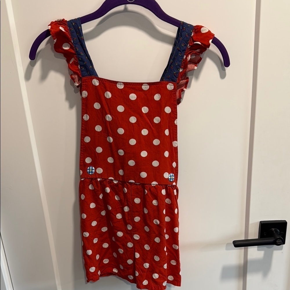 Matilda Jane Red Polka Dot Romper with Ruffled Sleeves Size 8